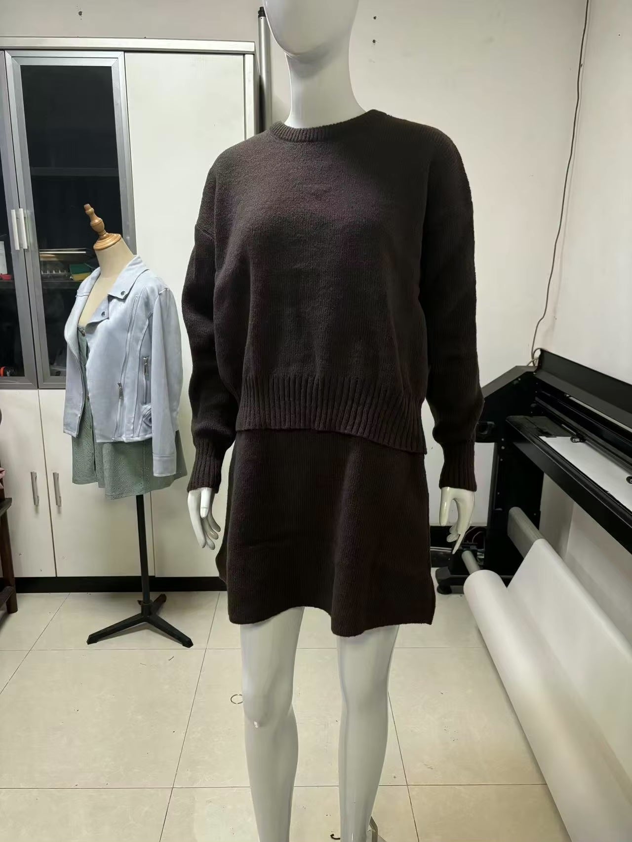 Two-Piece Knitted Set - Crewneck And Skirt